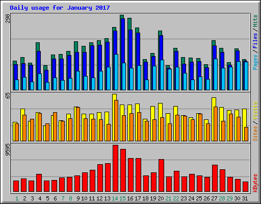 Daily usage for January 2017