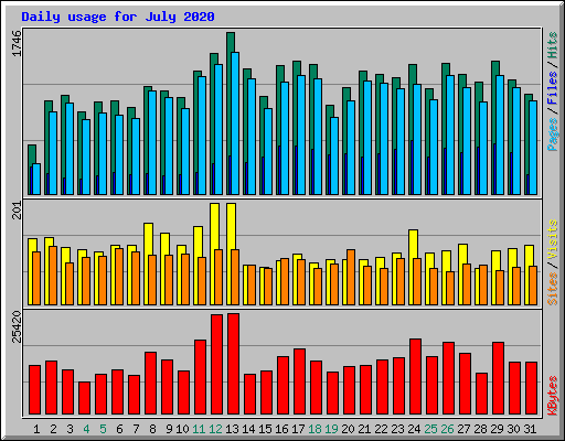 Daily usage for July 2020