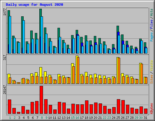 Daily usage for August 2020