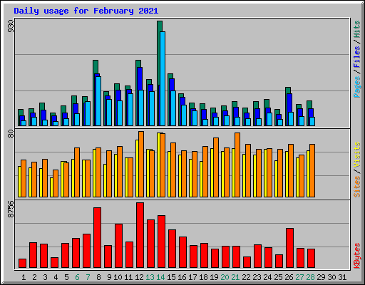 Daily usage for February 2021