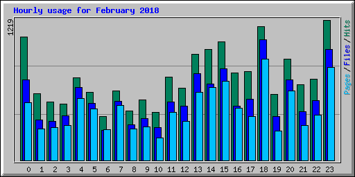 Hourly usage for February 2018